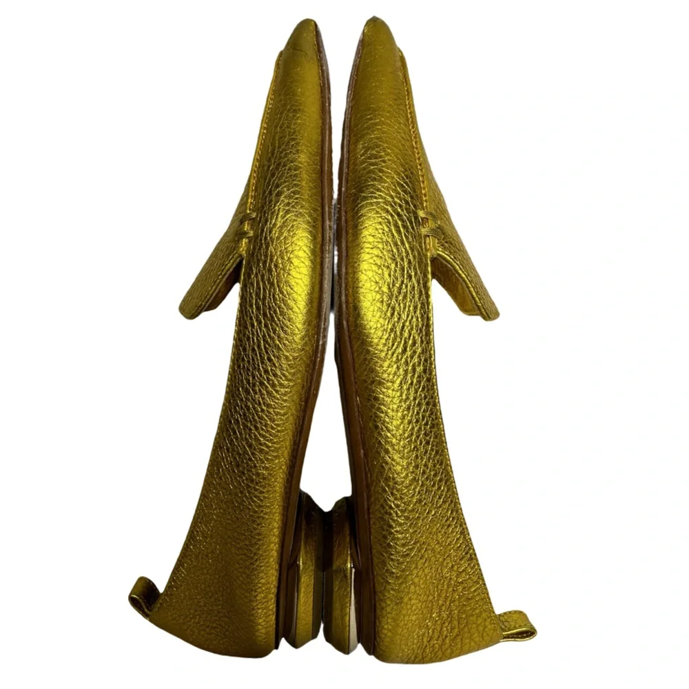 NICHOLAS KIRKWOOD | Beya Gold Leather Pointed Toe Flat Loafer Shoe Lux